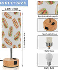 Hotdog Watercolor Decor Bedside Table Lamp With 3 Way Dimmable Touch Control And Built In Charging Station Featuring USB C Port