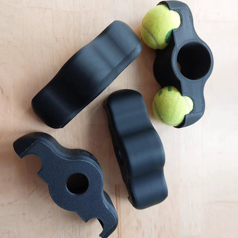 4 Pack Indoor Cycling Snap Rocker Feet Adapters With Eight Tennis Balls For Stability On Smart Bike Resistance Trainers
