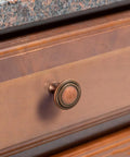 Six Pack Antique Copper Drawer Knobs Set Zinc Alloy Cabinet Hardware Vintage Style Pulls With Single Screw Holes For Kitchen Cabinets And Dressers Durable Easy Install Built Tough Timeless Look installed on wooden drawer