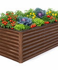 Waist Height Raised Garden Bed 36 Inches Tall For Easy Back Friendly Gardening Open Bottom Outdoor Galvanized Metal Planter Box 8 By 4 By 3 Feet For Vegetables And Flowers Brown