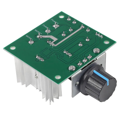 Hardcore No Nonsense PWM DC Motor Speed Controller Switch For 12V To 40V Systems With 10 Amp Continuous Output and Smooth Cruise Throttle Control, circuit board with adjustable knob.