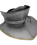 Medieval Gothic Bevor Neck Armor in silver, 16 gauge mild steel for face, neck, and chest protection, perfect for reenactments and LARP