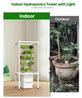 Hydroponic Tower Garden System With Full Spectrum Grow Lights For Indoor And Outdoor Use 5 Tier Vertical Garden With 25 Pods