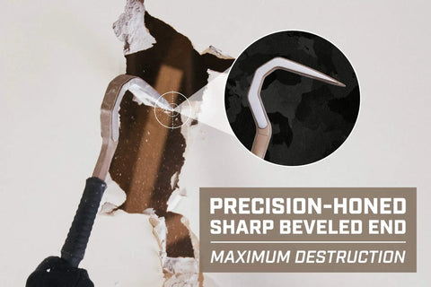 Beefy Pry Bar Set With 30 Inch Wrecking Bar 15 Inch Flat Pry Bar And 10 Inch Nail Puller For Demolition In High Carbon Steel Built For Fast Nail Extraction And Minimal Surface Damage with precision-honed beveled edge in wall use.