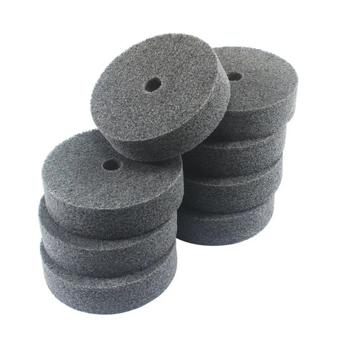 Eight Pack Three Inch Nylon Fiber Buffing Wheels With Three Eighths Inch Arbor For Bench Grinder And Die Grinder Abrasive Buffing And Polishing Wheels That Deliver Smooth Metal Shine And Scratch Free Finishes