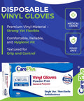 CarePlus latex-free vinyl gloves box, clear large size, 100-count, powder-free, ambidextrous