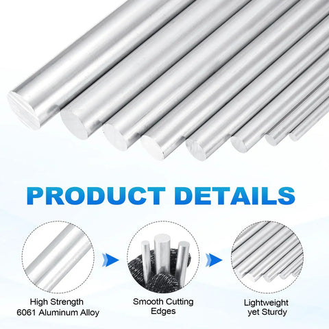 6061 Aluminum Rod 3/32 Inch Diameter By 12 Inch Length Solid Lathe Bar Stock showing smooth edges and sturdy build