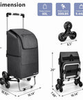 2 In 1 Aluminum Stair Climbing Cart With Foldable Frame And Waterproof Oxford Bag 300 Pounds Capacity shown with dimensions