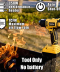 Cordless Heat Gun 350W Fast Heating 572F-1022F 300C-550C Hot Air Tool for 20V Battery with flames in background