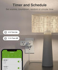 Dual Smart Plug 15A, Works With Alexa And Google Home, 2 In 1 Compact Smart Outlet with lamp and phone app control screen