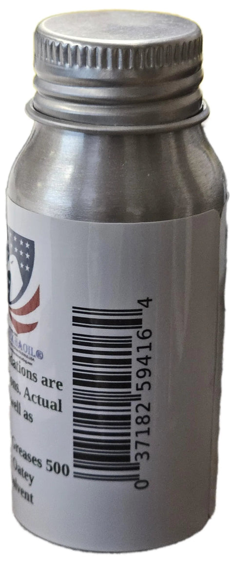 Side view of Green Petroleum Dye 1 Oz Bottle For Gasoline Diesel Fuels Lubricants And Fluids with label and barcode visible