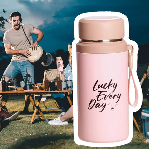 Pink 800ml Insulated Water Bottle With Tea Infuser, Leakproof Vacuum-Sealed Double-Wall Stainless Steel Flask For Gym, Travel, And Hiking