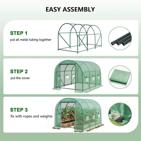 Heavy Duty Outdoor Walk In Greenhouse Shelter Built Tough For Real Backyard Growers, 10 By 7 By 7 Ft Big Garden Green House With Six Mesh Vent Windows, Roll Up Door, Reinforced Galvanized Steel Frame, Easy Setup, Weatherproof And Ready