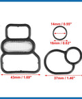 VTEC Solenoid Gasket Spool Valve Filter Screen With O Ring For Honda Civic 1996 To 2005 Pack Of 3 Black Replacement, dimensions shown
