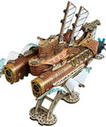 Ultimate 3D Wooden Puzzle Kit For DIYers, Handcrafted Spaceship Model, Steampunk Airship Build With 400 Plus Precision Cut Parts