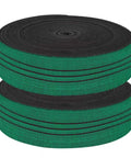 Heavy Duty Elastic Webbing Strap Two Pack Rock Solid Replaceable Belt For Couch And Lawn Chair Fix Up Weather Proof Stretchy Upholstery Support Each Six Yards Long in green and black design.