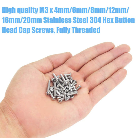 Hand holding 360 Piece M3 Stainless Steel 304 Hex Button Head Bolts Screws And Nuts Kit With Sizes 4Mm to 20Mm