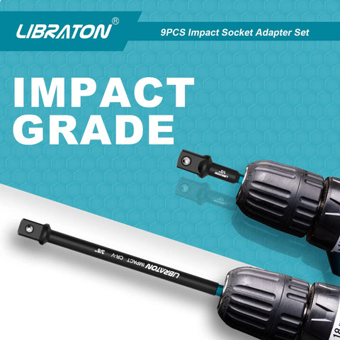 Pro Grade Impact Socket Adapter Set With One Quarter Inch Drive Three Eighth Inch Drive And One Half Inch Drive