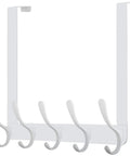 Over The Door Coat Hooks With Five Hooks And Towel Rack Door Hanger For Coats And Clothes Space Saving White Organizer