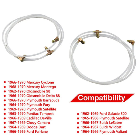 Ford Convertible Power Top Hydraulic Fluid Hose Lines And Fittings Pair Plastic Hoses For Mustang Torino Cougar Chevelle Cutlass.