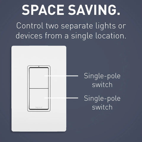Radiant 15 Amp 2 In 1 Decorator Rocker Light Switch With Two Single Pole Switches White Finish Combination Decorator Outlet