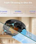 Robot Vacuum And Mop Combo With 3500Pa Suction, Kickass WiFi App Control And Remote, 2 In 1 Cleaning Robot, Dustbin And Water Tank, Great For Pet Hair On Hard Floors And Low Pile Carpet Black sweeping liquid