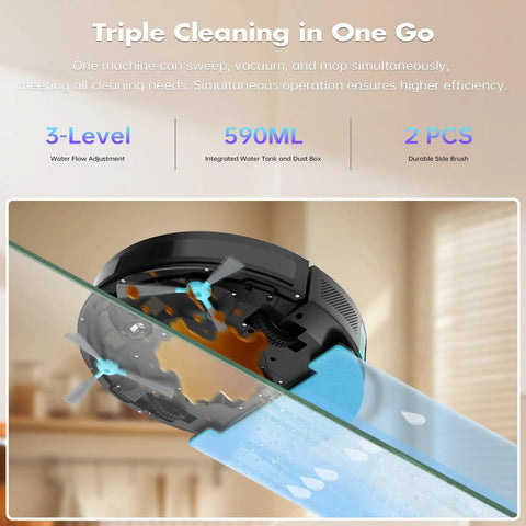 Robot Vacuum And Mop Combo With 3500Pa Suction, Kickass WiFi App Control And Remote, 2 In 1 Cleaning Robot, Dustbin And Water Tank, Great For Pet Hair On Hard Floors And Low Pile Carpet Black sweeping liquid