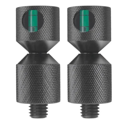 Rock Solid 4Pcs Two Hole Flange Alignment Pins Set Made From Heavy Duty Aluminum 6061 For Precise Industrial Assembly And Mechanical Fixing Jobs In Red Or Black Finish, black two-hole flange pins with spirit level.