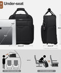 Illustration of 16 Inch Underseat Carry On Luggage With Wheels Softside Lightweight And Compact Travel Bag dimensions and fit.
