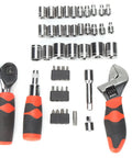 45 Piece Socket Wrench Set With Ratchet And Screwdriver Bits Multipurpose Tool Kit In Chrome Vanadium Steel With Storage Box