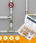 Plumbing pipes with Must Have Brass Hex Bushing Kit 25 Pcs Fittings NPT Reducers With Teflon Tape