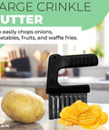 Owlari large black crinkle cutter with ribbed handle and metal blade on kitchen counter