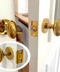 Adjustable Brass Door Catch Ball Catch For Interior Doors Hidden Invisible Mount with brass doorknob and latching mechanism