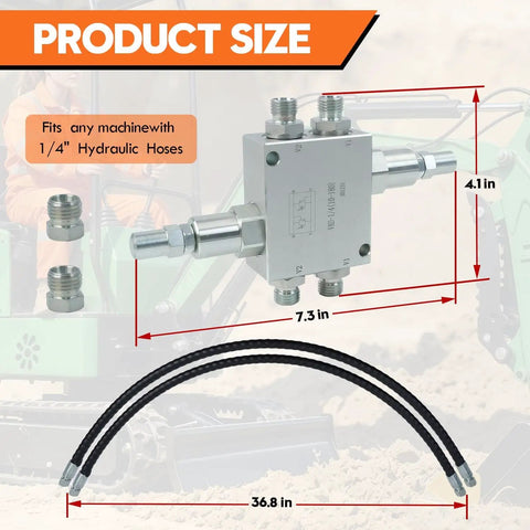 Mini Excavator Cushion Valve Kit with hydraulic swivel motor buffer valves, jobsite ready, 1/4 inch hose system, M14 replacement