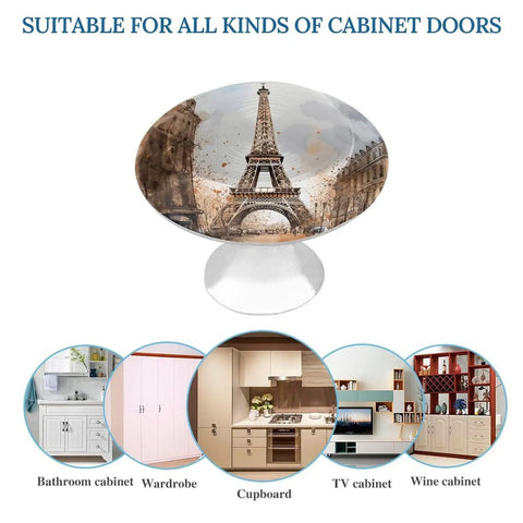 Two Pack Stainless Steel Watercolor Paris Cabinet Knobs With Screws, Built To Last Rust Resistant Drawer Pulls For Kitchen And Furniture, Smooth Grip, Premium Hardware Upgrade on cabinet door
