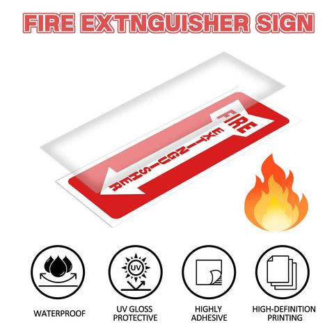 Fire Extinguisher Stickers 4x12 Inch Pack Of 5 Signs With Arrows For Quick Emergency Locate At Home Office School And Hospital
