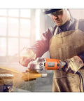 Top Tier 15 Amp Corded 7 Inch Twist Handle Angle Grinder Renewed For Hardcore Metal Cutting and Demolition Jobs in use.