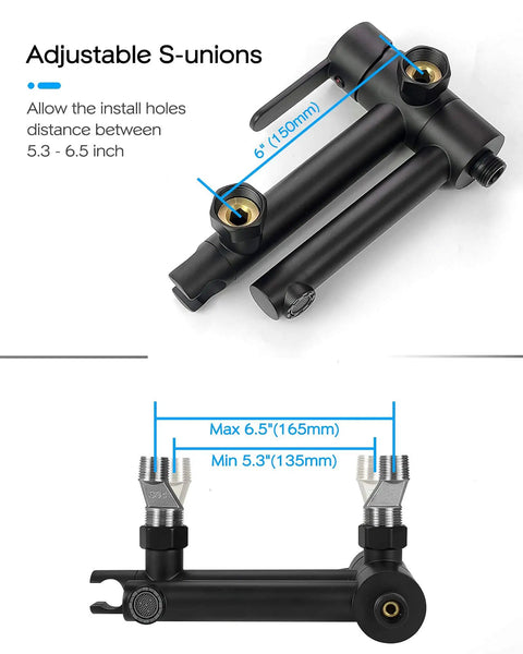 Dope Matte Black Wall Mount Bathtub Faucet With Hand Shower And Long Reach Spout 9.25 Inch Folding Spout Tub Filler brass fittings