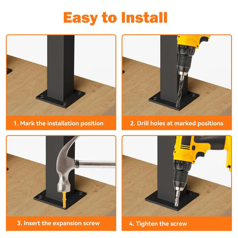 Step by step installation guide for heavy duty U shaped staircase handrail for indoor and outdoor use at three foot height.