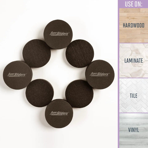 Round 2.5 Inch Reusable Small Furniture Sliders For Hardwood Floors Move Light Items Easily And Protect Floors With Durable Rubber Brown 8 Pack