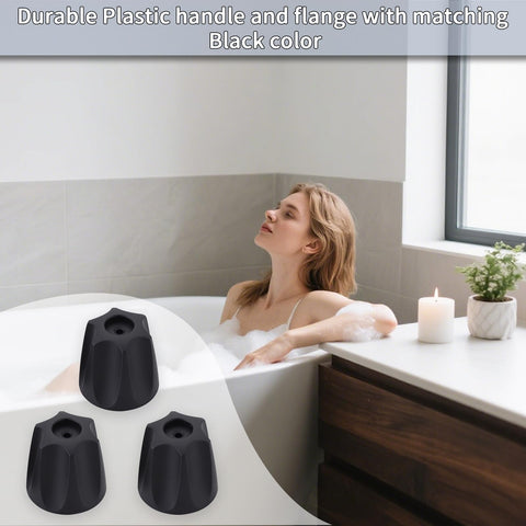Fix-It Remodel Kit For Price Pfister Verve Tub And Shower With 3-Handle 39619 Black Finish, black knob handles in tub setting