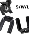 Lock And Load Your Rolling Ride With This Bulletproof 4 Pack Of Non Slip Rubber Wheel Stopper Bed Frame Caster Blocker Heavy Duty Floor Anchor Secures Office Chairs Desks Couches Tight No More Drifting Wheels, showing two non-slip rubber wheel stoppers and a caster.