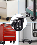 4 Inch Heavy Duty Caster Wheels Set Of 4 With Locking, installed on trolleys, workbenches, and tool carts