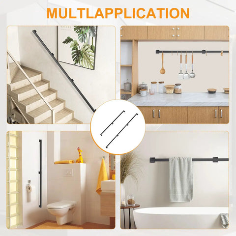 Rock Solid 15 Feet Square Tube Handrail Wall Mount Industrial Staircase Rail For Indoor Outdoor Steps Matte Black in various applications.