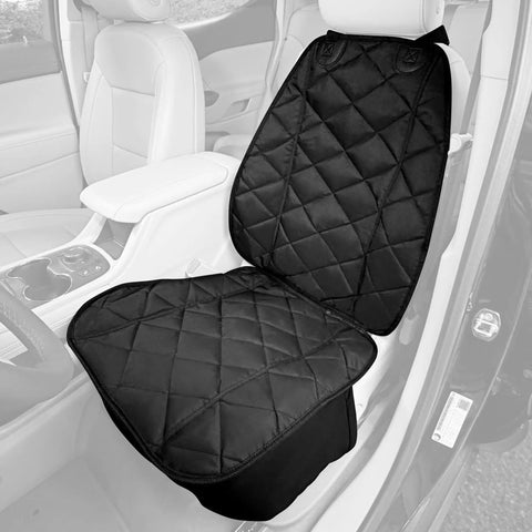 Dog Front Seat Cover Protector For Cars And Trucks, Waterproof, Non Slip, on captain's chair, black quilted design