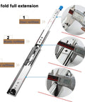 Heavy Duty Full Extension Drawer Slides And Rock Solid Cabinet Runners Smooth Gliding Hardware For Furniture with measurement details.