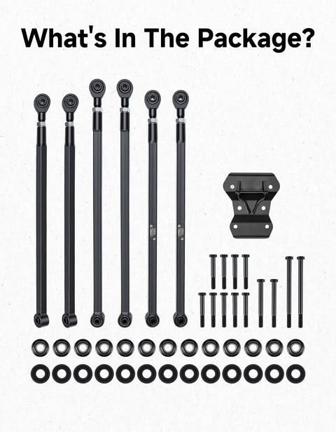 X3 Rear Radius Arms For Can Am X3 And X3 Max 72 Inch Durable Upgrade With Box Section Tubing And One Eighth Inch Wall Four Times Stronger Than Stock Adjustable Bushings For Precise Drifts And Smooth Handling kit with arms, bracket, bolts, and bushings