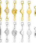 12 Pack Magnetic Necklace Clasps And Closures Set With Locking Magnetic Jewelry Clasps And Extender Easy On Quick Snap For Necklaces Bracelets And Jewelry Hypoallergenic And Safe with gold and silver options.