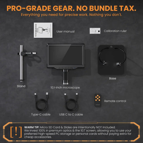 10.1 Inch LCD Soldering Microscope For PCB Repair And Inspection Large Live Screen For Easy Solder Joint Checks High Magnification For Tiny Components At Your Workbench Ideal DIY Electronics Tool, kit parts