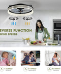 Ceiling Fan With Light 20 Inch Black Flush Mount Low Profile With 6 Speeds Dimmable LED Light Timing Reversible Wind Function